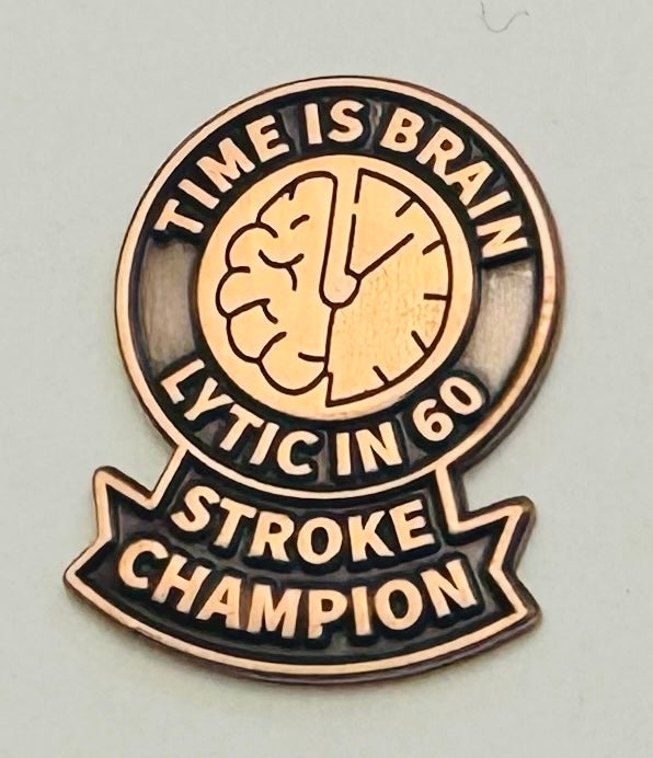 1" Stroke Thrombolytic Lapel/Badge Pin – Bronze, 60-Min Door-to-Lytic Time, Military Clutch Back