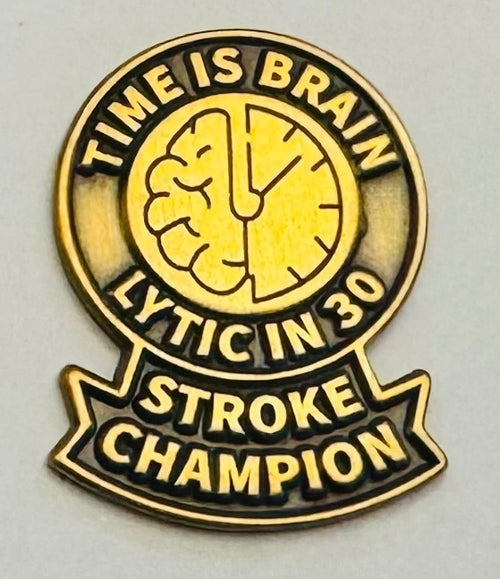 1" Stroke Thrombolytic Lapel/Badge Pin – Gold, 30-Min Door-to-Lytic Time, Military Clutch Back